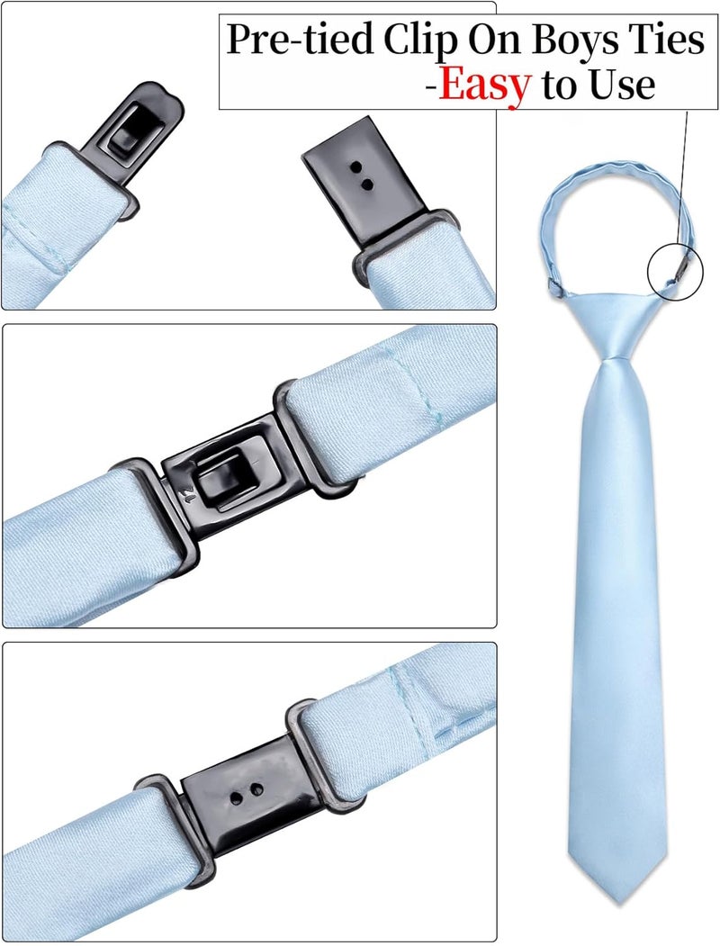 Ailisus Store Boys Tie Solid Color Silk Satin Pre-tied Kids Necktie for Age 8-12 Adjustable Formal Wedding School Graduation - Image 4